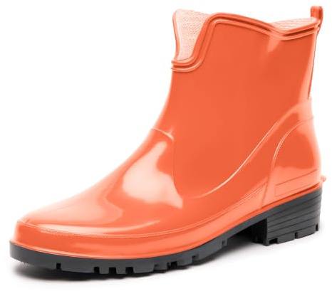 Ladeheid Stivaletti Donna in Gomma PVC Stivaletti Impermeabili da Donna Stivali Corti Eleganti in Gomma per la Pioggia per la Primavera e l'Autunno LA-930