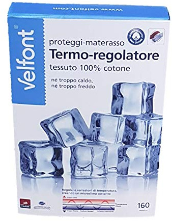 Velfont coprimaterasso Proteggi Materasso con Angoli termoregolatore in Tessuto Outlast di 100% Cotone, Matrimoniale cm 160x190/200