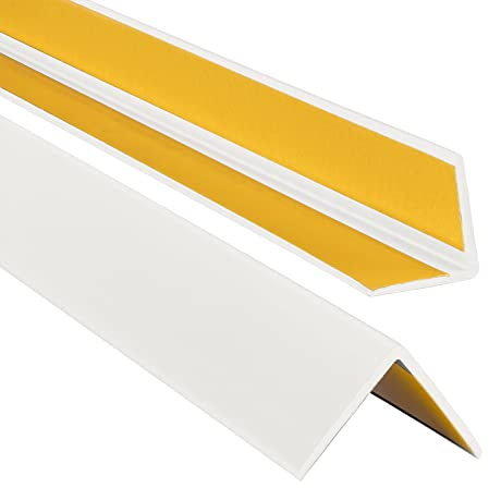 ProfiPVC Perfil angular de PVC 35x35mm - ángulo pvc, autoadhesivo listón de plástico, protección de esquinas y bordes, esquina de gomma para cantos - cantonera protector, Blanco, 80cm