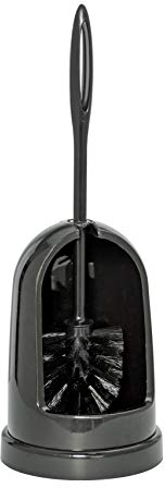 WENKO Juego para el WC «Standard» negro, cepillo para el WC con cabeza de cepillo higiénico para una limpieza fiable, portaescobillas de plástico resistente, 14 cm de Ø x 40 cm