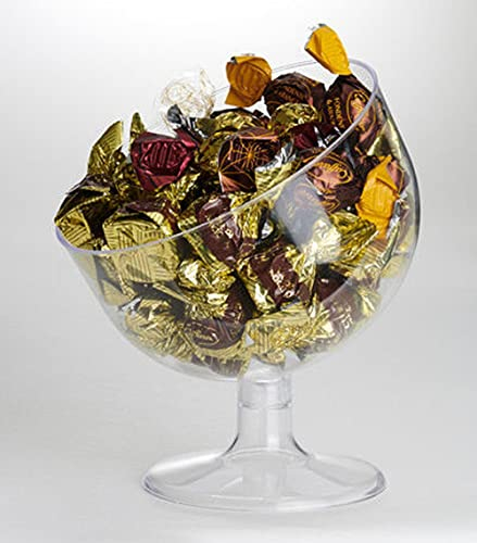 BIGIEMME Caja para peladillas con forma de copa inclinada, transparente, tallo corto, diámetro 16 cm, altura 24 cm, de plástico