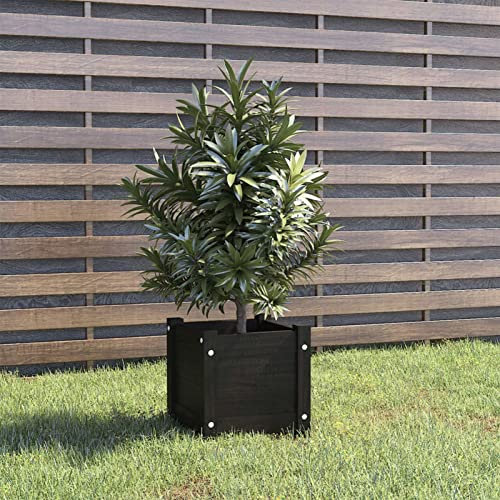 ZEYUAN Jardinera, Huerto Urbano Terraza, Huerto En Casa, Tierra Huerto Urbano, Huerto Vertical, Mesa De Cultivo, de Madera Maciza de Pino Negro 31x31x31 cm