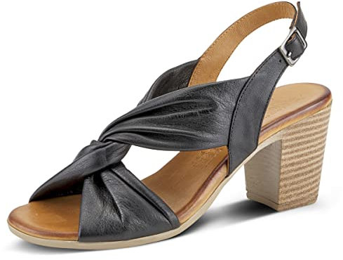 Spring Step Damen Madeleine Knöchelriemchensandale, Schwarz, 40 EU