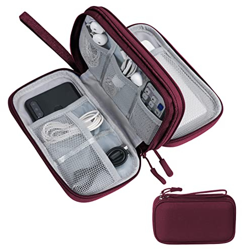 Simpolor Travel Cable Organiser Bag,Double Layer Tech Pouch for Charger,Lightweight Carry Case Travel Essentials Gadget Bags for Business Trip,Daily Use,Electronics Accessories Storage Cable Bag