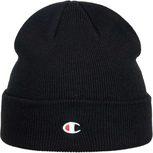 Champion Lifestyle Caps (806065) - Recycled Acrylic Knitted Yarn Embroiedered C-Logo Mütze, Schwarz, Einheitsgröße Unisex - Erwachsene FW24, Schwarz, One Size