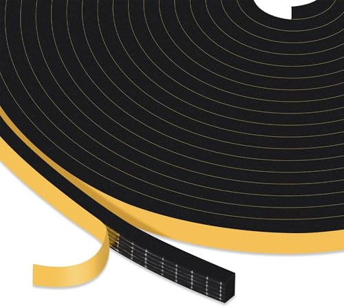 10M Cinta Selladora Espuma, Negro Aislante Puerta 6mmx3mm, Burletes Puertas Tira de Sellado para Puertas y Ventanas del Hogar, Espuma Burlete Adhesivo de Alta Densidad para Aislante,Ruido y Colisión