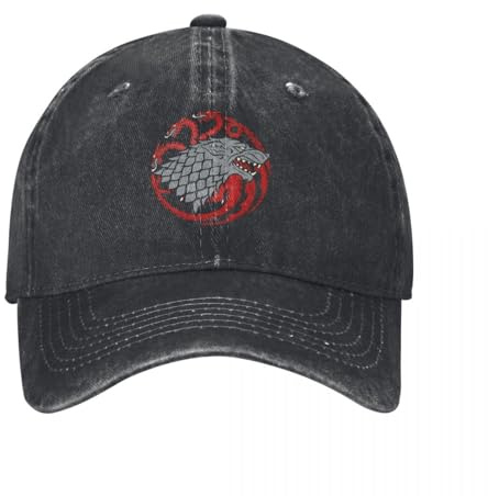 QIYAEUA Gorras de béisbol para Hombres Mujeres Denim Washed Snapback Gorra Juego De Tronos Fuego Sangre Hielo Gorras Redwolf Sombrero Regalo