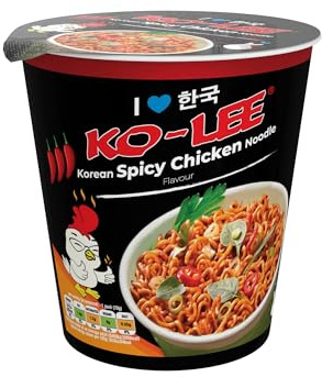 KO-LEE Korean Cup Spicy Chicken Instant Noodles | Halal, Vegetarian Friendly, Quick & Easy Ramen Pot | 65g (Pack of 6)