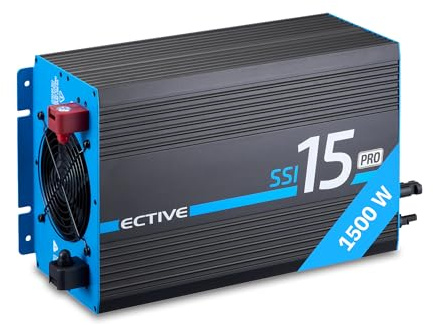 ECTIVE - Wechselrichter 12V auf 230V SSI PRO 15-1000W Reine Sinuswelle - Spannungswandler DC/AC mit USB, Überlast- & Überhitzungsschutz, NSV & USV, MPPT-Solarladeregler & 30A Batterieladefunktion