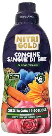 NutriGold® concime multiuso Sangue di Bue | Fertilizzante Universale per Piante, Fiore e Orto - Formula Completa NPK 9-3-3 con Microelementi - Nutrienti Selezionati a Km0 - Liquido 700g + 50g Omaggio