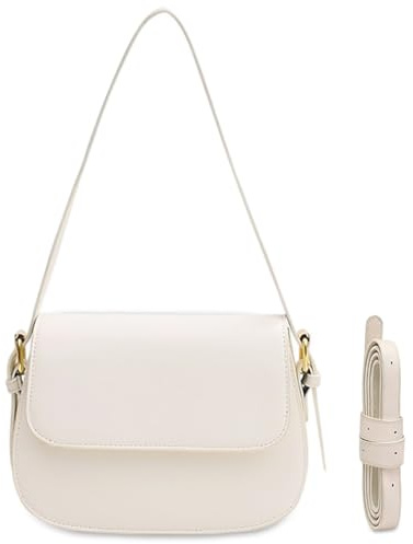 Mabecol PU damhandväska, axelväska, liten fyrkantig väska, A Beige, S