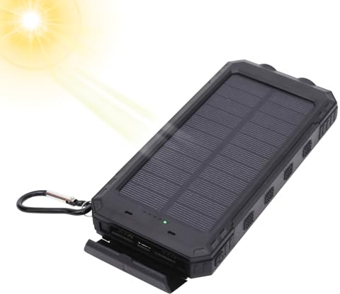 Bärbar Solladdare - 20 000 mAh solbatteri för utomhusbruk, powerbank, trådlös snabbladdning | USB-laddare för utomhusbruk med ficklampa för telefon, camping, nödsituation, strömförsörjning