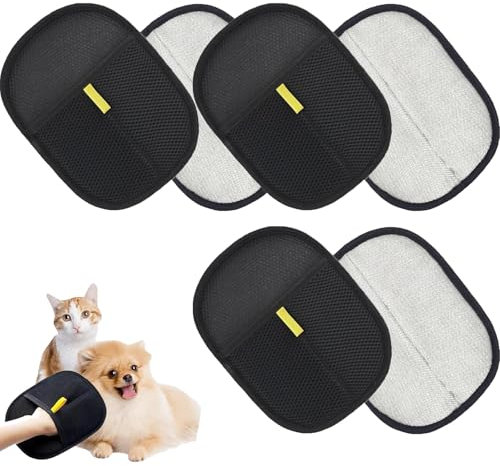 DXPETA 6 Pack Pet Hair Remover Glove, Electrostatic Pet Grooming Gloves, Efficient Pet Hair Removal for Cats and Dogs, Black 15 x 20 cm