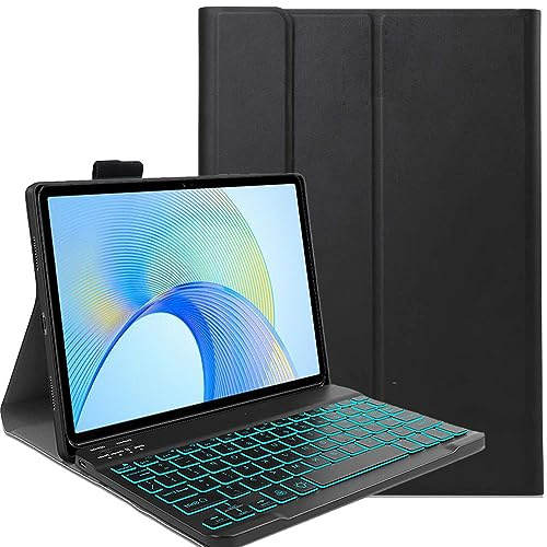 FKQLH Tastatur Hülle für Samsung Galaxy Tab Active 5/Tab Active3 8'' SM-X300/X306B/T570/T575 mit 7-Farbe Tastatur Magnetische Kabelloser Bluetooth Abnehmbare [Deutsche QWERTZ] Schutzhülle, Schwarz