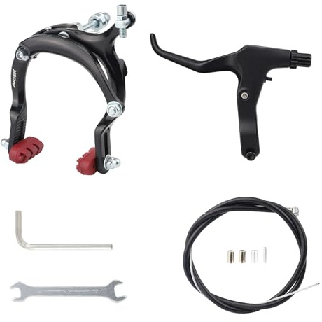 MEGHNA Bike Front Caliper Brake Set Aluminum Alloy Left Brake Set with Lever, Cable and Brake Pads Front Rim Brake for Cruiser Bike Mountain Bike BMX Bike etc (Front Left Set)