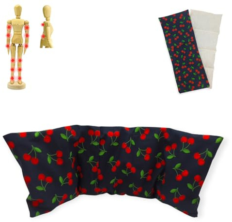 Saco semillas Mini Cherries - black, saco con huesos de cereza, saco semillas microondas, saco térmico, frío y calor, bolsa microondas, funda lavable, 40x17cm, 400gr