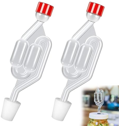 2Pcs Fermentation Airlock and Bung Set,Fermentation Tube,Bubbler with Fermentation Bung,Air Lock Fermentation Tube Bubbler for Homebrew Beer Fermentation Wine Making Home Brewing