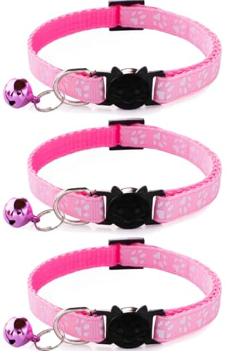 ZHONGGEMEI Cat Collar with Quick Release Safety Buckle, Reflective, Adjustable Size (Pink)