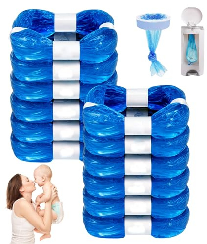 Nappy Bin Refill,12 Pack Diaper Bin Pail Disposal Bags 4.5m, Nappy Bags compatible with Tommee Tippee, Litter Genie, Diaper Genie, Angelcare, Twist & Click and Cat Litter Disposal Buckets