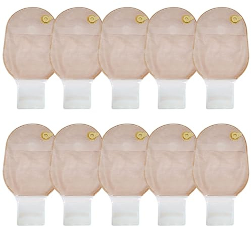 10 Bolsa de Ostomía, Suministros para Ostomía, Bolsas de Colostomía con Puerto de Escape, Cierre de Contacto Una Pieza Recortable (15-60mm)