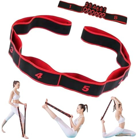 Fitness Resistance Band for Stretching and Yoga, 8 Section Dance Stretching Belt Pilates Pull Strap Belt Fitness Exercise Strap Fitness Resistance Band with Number