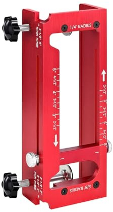 VBESTLIFE Door Hinge Jig, Aluminum Alloy Adjustable Mortise Template Kit with Depth Gauge for 2.5-5in & 1/4in 5/8in Radius Square Corners