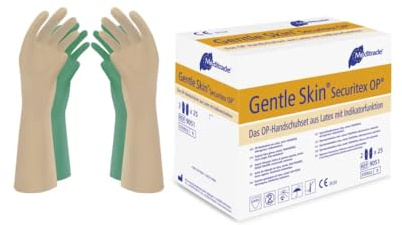 Meditrade 90516 Gentle Skin Securitex Latex Op-Handschuhset mit Indikatorfunktion, Steril, Puderfrei, Größe 6 (50-er pack)