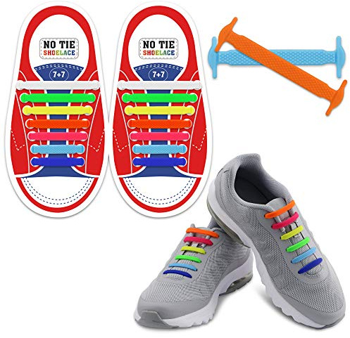 Homar No Tie Lacci per scarpe per bambini e adulti - Impermeabile in silicone elastico piatto Laces Athletic scarpa da corsa con multicolore per Scarpe Sneakerboots bordo e scarpe casual (Kid Size Mix Color)
