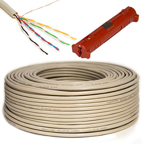 Premium X 100m Telefonkabel 4x2x0,6mm 8 Adern Verlegekabel Telefonleitung Fernmeldekabel Abisolierer