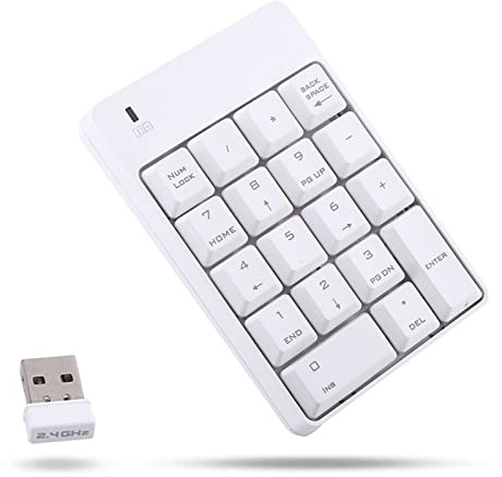 Yoidesu Number Pad, USB Numeric Keypad,18 Key Mini Portable Data Entry Number Pad for Laptop Desktop PC Computer (White)