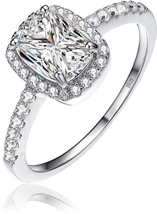 BONLAVIE Classique Brillant CZ Solitaire Bague en Argent Sterling 925 Coupe Ronde 2.3ct 5A Bague de fiançailles en zircone cubique pour Les Femmes Taille 59
