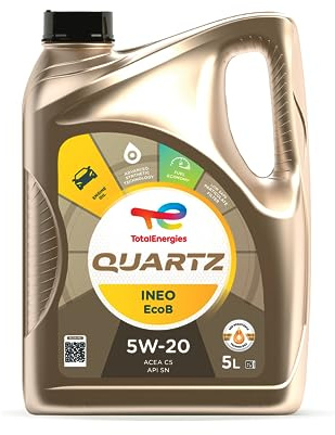 TotalEnergies Quartz Ineo Ecob 5W20 Engine Oil - ACEA C5, API SN, ILSAC GF-5 - Approved by FORD WSS-M2C-948-B, JAGUAR LAND ROVER STJLR.03.5004 - Age-Resistance Advanced Synthetic Technology - 5L