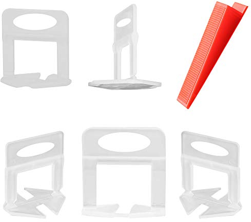 600 Pcs Système de Nivellement de Carrelage,500 Pcs 1mm Clips d'entretoise+100 Pcs Clips d'entretoise, pour Outils Pour Sols et Carreaux