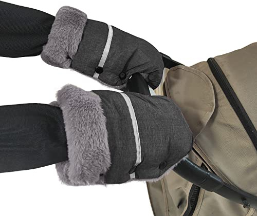 WD&CD Handmuff, Universal Buggy Pushchair Hand Muff Gloves Waterproof and Windproof Fleece Lined Pram Muff Pram Hand Warmer, Grey