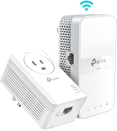 TP-Link Powerline Wi-Fi Extender (TL-WPA7617KIT) - AV1000 Powerline Ethernet Adapter with AC1200 Dual Band Wi-Fi, Gigabit Port, Passthrough, OneMesh, Ethernet Over Power, Plug & Play (Renewed)