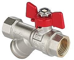 zencQ Válvula de bola con filtro oblicuo de 1/2 FF – Mango de palanca, válvula de bola, válvula de cierre, válvula de paso para industria, comercial y hogar, con rosca interior y exterior