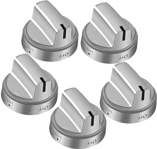 WB03X24818 Gas Stove Knob Replacement for G-E Cooktop - Stainless Steel G-E Profile Stove Knobs Fit JGB645EEK1ES JGB660EEJ1ES JGB700EEJ1ES JGB700SEJ1SS | 5 Pack