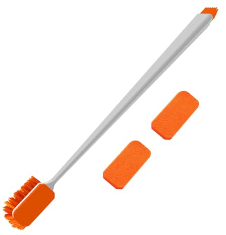 DONGKER Aquarium Reinigungsbürste, 3-in-1 Doppelseitiger Reinigungsschrubber, Aquarium Algenschaber mit 30cm Griff für Glas-Aquarien und Heimküche