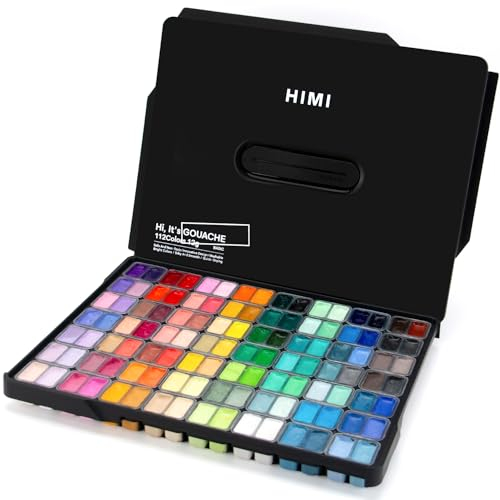 ARTFLY HIMI Set de peinture gouache, 112 couleurs x 12ml double tasse à gelée, design unique en forme de coupe gélifiée dans un étui portable, peinture à gouache opaque(noir)
