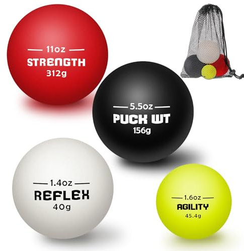 4 Pcs Hockey Stick Handling Balls 4 Weights Roller and Street Hockey Balls Training Aids Field Ball Training Equipment for Youth Beginner Advancer Indoor Outdoor Practice Skills Speed Reaction