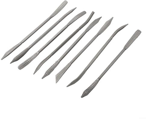 Set di 8 raspe per intaglio del legno, lime a doppia estremità, in acciaio al carbonio, testa curva, 190 mm, per la lavorazione del legno