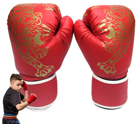 Guantes de boxeo de piel sintética - Protección de manos a juego, guantes unisex con estampado de tigre para niños y adultos | Guantes de entrenamiento, protectores de manos para hombres, niños, niñas