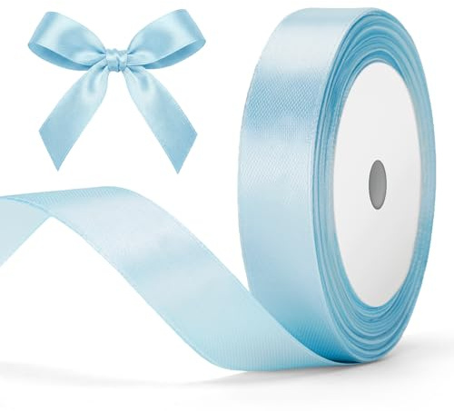 G2PLUS Ruban Satin Bleu Clair 20 mm x 22 m Ruban Cadeau Emballage- Pour Emballage Cadeau, à la main, Décoration