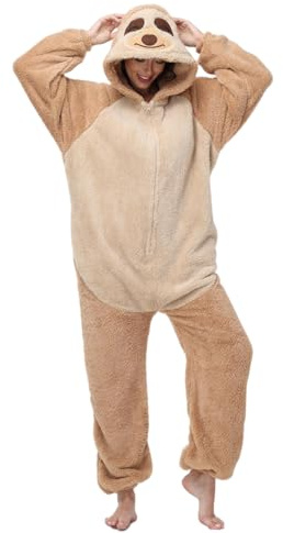 chuangminghangqi Pyjama Femme Combinaison Vêtements Grenouillère Femme en Polaire Unisexe Animal Costume Homewear Party Onesie(Paresseux,S)