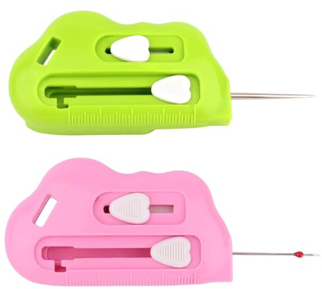2uds Guía Costura Magnética con Descosedor & Enhebrador Agujas para Máquina Coser, Guía Dobladillo Multifuncional con Escala Accesorios Costura Universales Suministros Acolchado (Rosa, Verde)