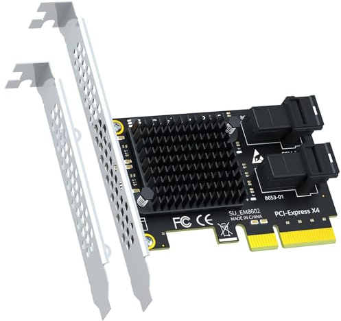 GLOTRENDS SF22 Scheda Adattatore SFF-8643(Mini-SAS HD) a 2 Porte a PCIE 3.0 X4, Con Funzione PCIe Biforcazione, Supporto Standard e Basso Profilo
