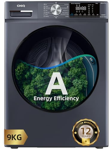 CHiQ CFL90-14586IM3XAU, Front Load Washing Machine 9kg, Space Pro, Counter Depth, Large Drum, Quiet Inverter Motor, 1400rmp, AI Smart Program, Steam Function, Energy Efficient, Grey [Energy Class A]