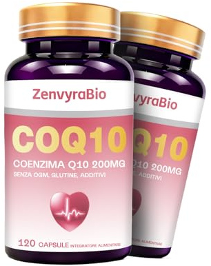 ZenvyraBio Coenzima Q10 200mg – 120 Capsule Softgel | Ubiquinone Puro Fermentato Naturalmente ad Alta Biodisponibilità | Integratore Antiossidante ad Alto Assorbimento, Senza OGM, Glutine e Additivi