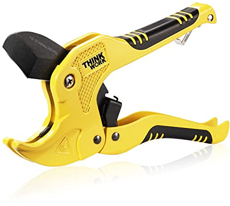 THINKWORK Plastic Pipe Cutter - PVC Pipe Cutter, Heavy Duty Ratchet Pipe Cutters for Cutting Outer Diameter 42 mm PVC PEX PPR Plastic Hoses and Pipes, Suitable for Home Working and Plumber