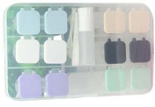 SECFOU Boîte à Lentilles de Contact Portable 6 Compartiments Couvercle Pressable en PP, Grosse Capacité, Accessoire de Voyage Pratique pour Lentilles de Contact